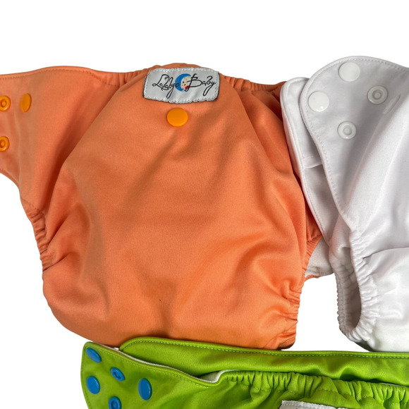 Lot of 3 Lalabye Baby Cloth Diapers Covers Bamboo Inserts Liners One Size EUC - Picture 2 of 6